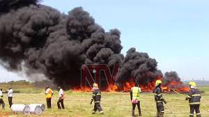 Business resumes after fire broke out from two jet fuel tanks Entebbe airport