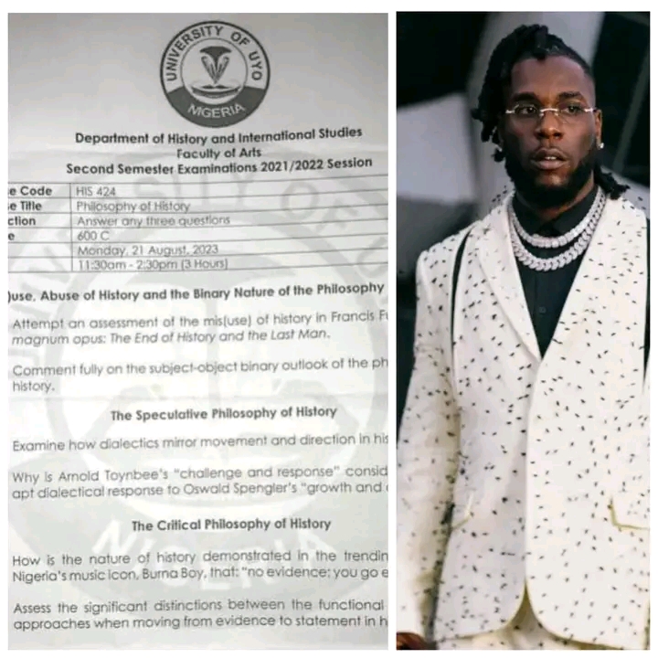 Burna Boy’s Catchphrase Appears in University Exam